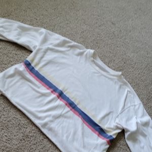 White and striped long sleeve crop top
